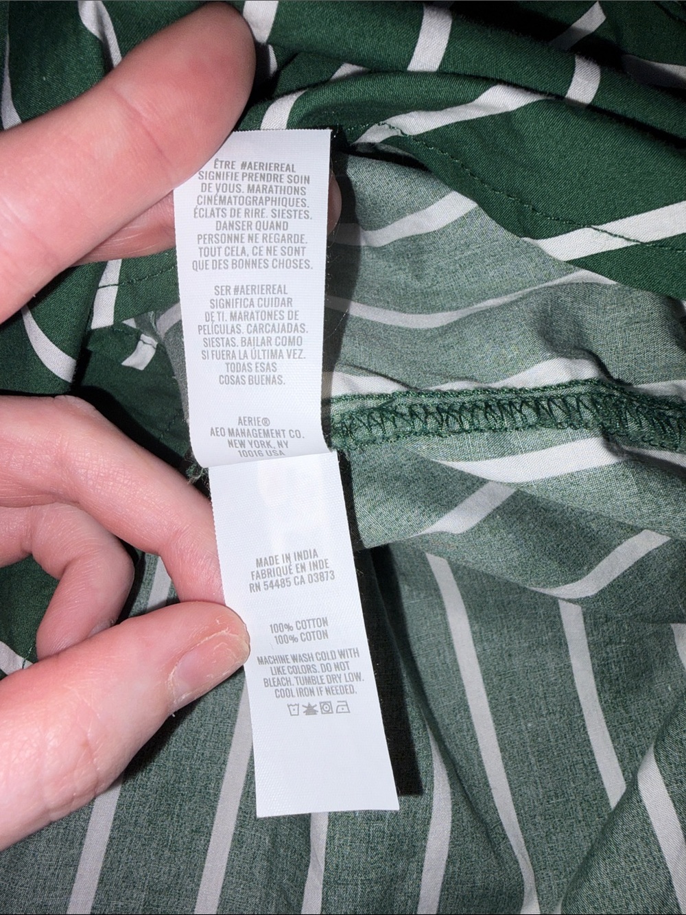 Aerie Oversized Green Stripe Button-Up Shirt - Picture 4 of 6